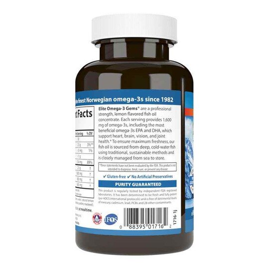 Elite Omega-3 Gems 1600 Mg with Natural Lemon Flavor, CL